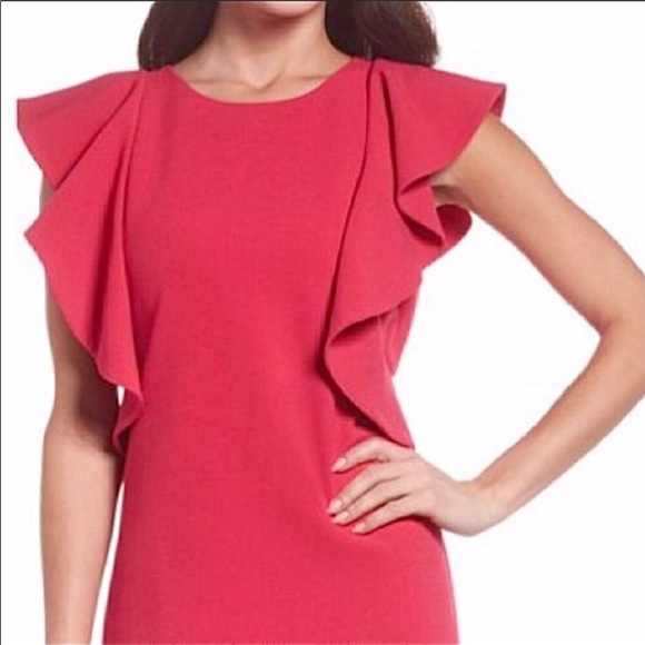 Chelsea28 Pink Rose Ruffle Shift Dress Size 12 - Picture 3 of 9